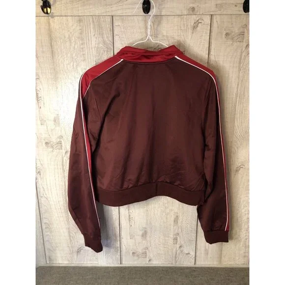 Women's Coca-Cola Graphic Burgundy Red Zip Up Crop Jacket Size Large - Picture 3 of 5